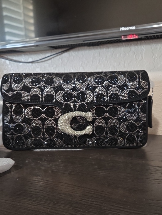 Coach Handbags - Coach Black Crystal-Embellished Signature Tabby